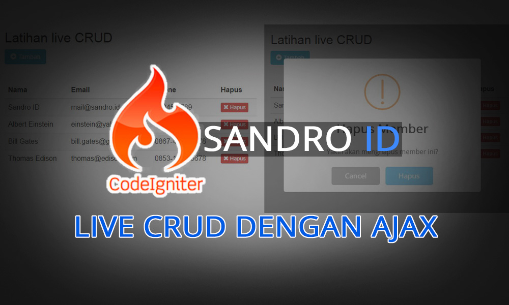 Panduan membuat Live CRUD dengan Codeigniter dan Ajax